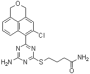 结构式 CAS# 959763-06-5, 4-[[4-氨基-6-(5-氯-1H,3H-萘并[1,8-cd]吡喃-6-基)-1,3,5-三嗪-2-基]硫基]丁酰胺