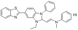 N-[(E)-2-[5-(1,3-benzothiazol-2-yl)-3-ethyl-1-phenyl-2H-benzimidazol-2-yl]ethenyl]-N-methylaniline hydroiodide molecular structure (CAS 959841-49-7)