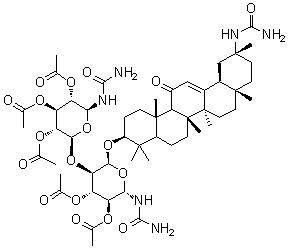 [(5S)-2,3-二-O-乙酰基-5-C-[[(3beta,20beta)-20-[(氨基羰基)氨基]-11-氧代-30-去甲齐墩果-12-烯-3-基]氧基]-4-O-[(5S)-2,3,4-三-O-乙酰基-5-C-[(氨基羰基)氨基]-beta-D-吡喃木糖基]-beta-L-吡喃木糖基]脲分子结构 (CAS 96236-63-4)