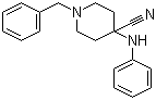 structure of CAS# 968-86-5, 4-Anilino-1-benzyl-4-cyanopiperidine;4-Anilino-1-benzyl-4-piperidinecarbonitrile