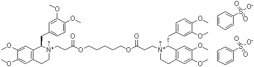(1R,1'R,2R,2'S)-2,2'-[1,5-Pentanediylbis[oxy(3-oxo-3,1-propanediyl)]]bis[1-[(3,4-dimethoxyphenyl)methyl]-1,2,3,4-tetrahydro-6,7-dimethoxy-2-methylisoquinolinium] dibenzenesulfonate molecular structure (CAS 96946-44-0)