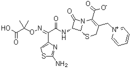 1-[[(6R,7R)-7-[[(2E)-(2-Amino-4-thiazolyl)[(1-carboxy-1-methylethoxy)imino]acetyl]amino]-2-carboxy-8-oxo-5-thia-1-azabicyclo[4.2.0]oct-2-en-3-yl]methyl]-pyridinium inner salt molecular structure (CAS 97148-38-4)