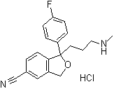 1-(4-氟苯基)-1,3-二氢-1-[3-(甲基氨基)丙基]-5-异苯并呋喃甲腈盐酸盐分子结构 (CAS 97743-99-2)
