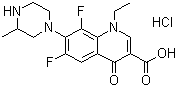 structure of CAS# 98079-52-8, Lomefloxacin hydrochloride;1-Ethyl-6,8-difluoro-1,4-dihydro-7-(3-methyl-1-piperazinyl)-4-oxo-3-quinolinecarboxylic acid hydrochloride