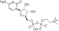 structure of CAS# 987-78-0, Citicoline;Cytidine 5'-diphosphate choline; Cytidine 5'-diphosphocholine; Cytidine choline diphosphate; Cytidine diphosphate choline; Cytidine diphosphate choline ester; Cytidine diphosphocholine; Cytidine diphosphorylcholine; Cytidine 5'-(trihydrogen diphosphate) P'-[2-(trimethylammonio)ethyl] ester inner salt; Cytidoline