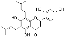 structure of CAS# 99119-72-9, Kushenol E;(2S)-2-(2,4-Dihydroxyphenyl)-2,3-dihydro-5,7-dihydroxy-6,8-bis(3-methyl-2-buten-1-yl)-4H-1-benzopyran-4-one; Flemiphilippinin D;